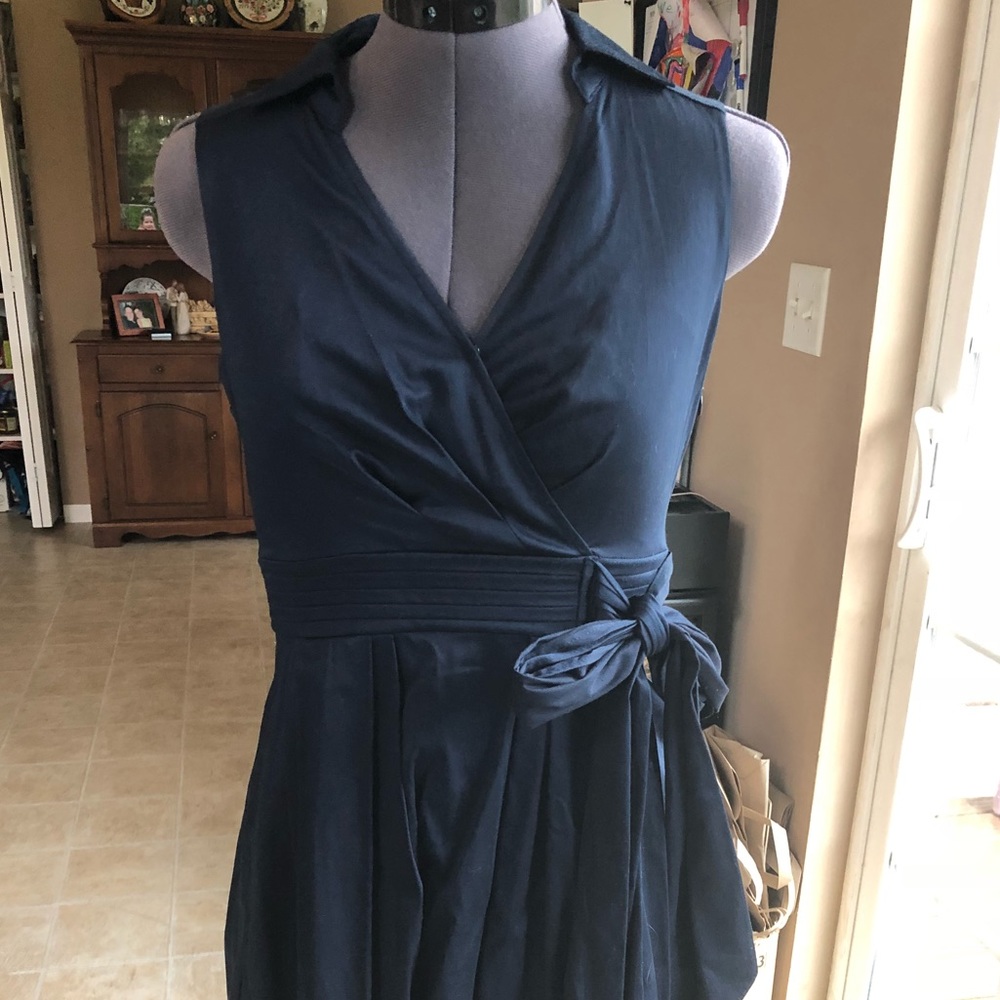 Navy blue faux wrap dress